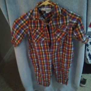 INC 2t muliti plaid long sleeve onesie pants outfit